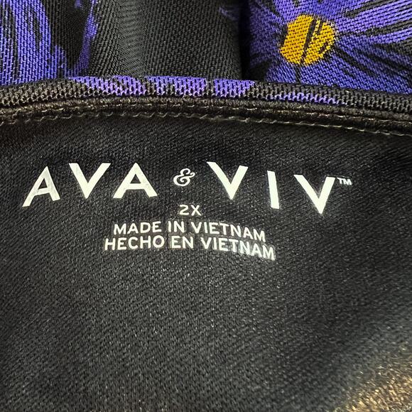 Ava & Viv Plus Size Top 2X Womens Dark Floral Flowy Babydoll Whimsigoth Fairy - Picture 5 of 6